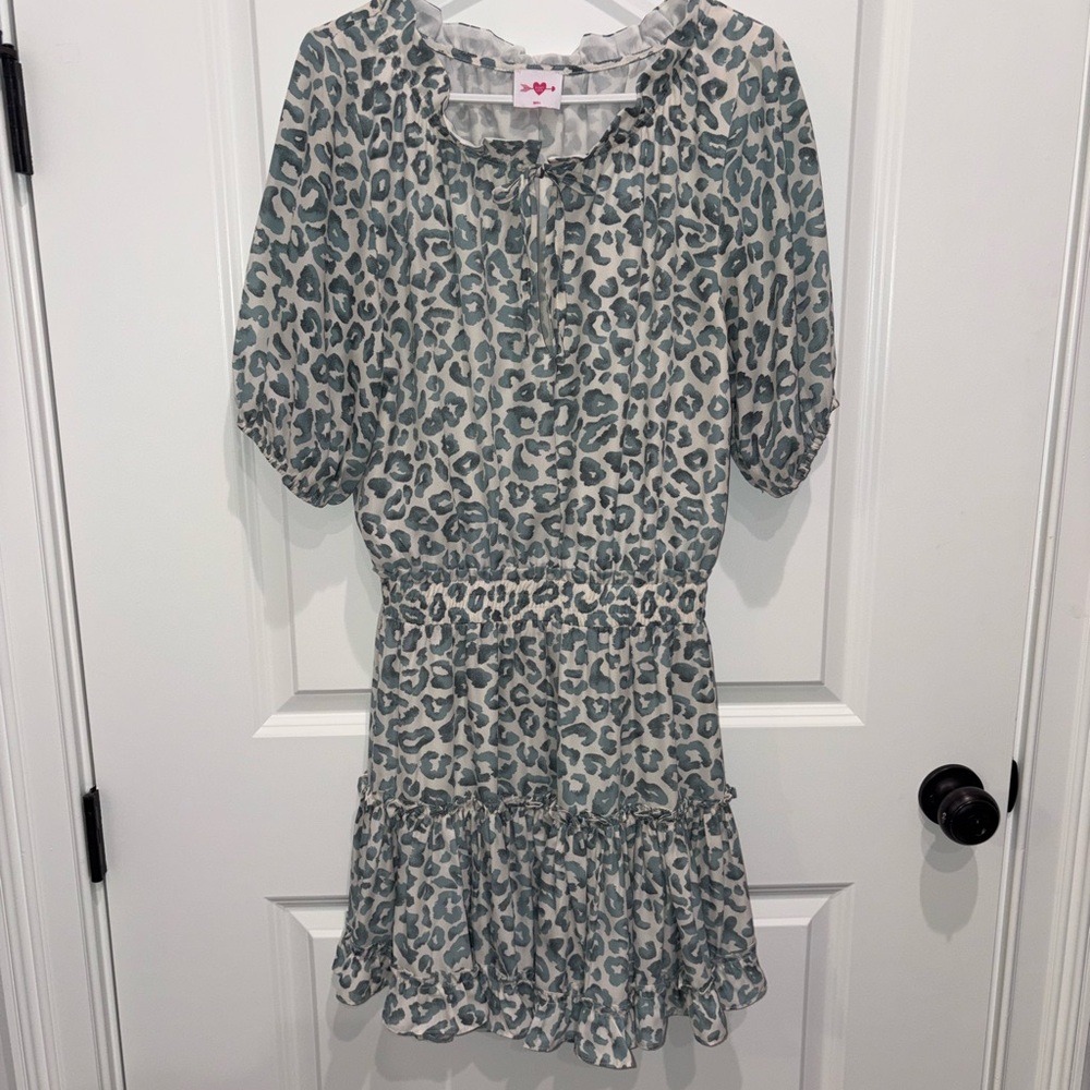 Buddy Love Gray Leopard Print Midi Dress